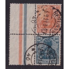 ALEMANIA 1921 ESTAMPILLAS SE-TENANT ZUSAMMENDRUCKE USADAS QUE SON MUCHO MAS RARAS MI S15 RARA 60 EUROS +